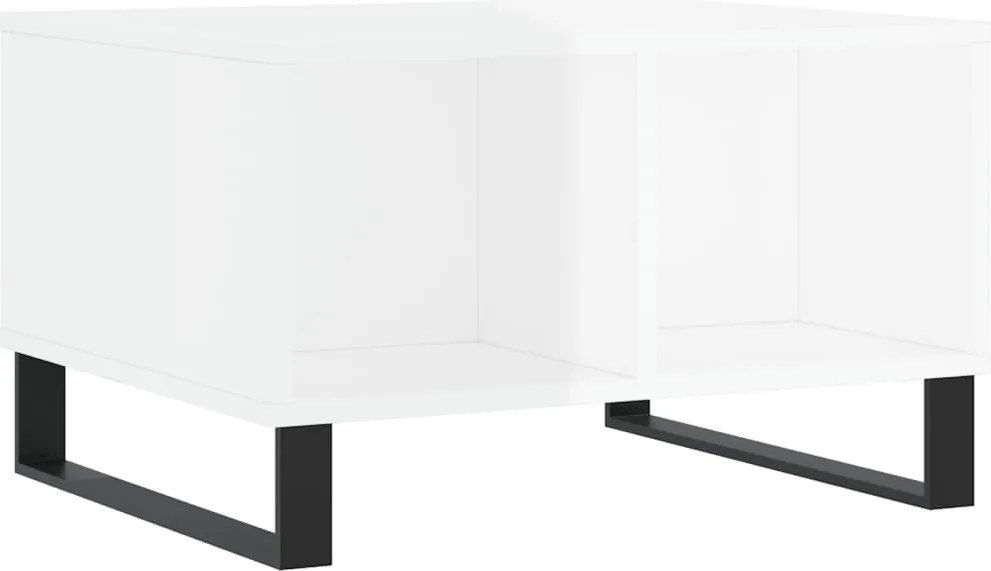 830550 vidaXL Кафе маса, бял гланц, 60x50x36,5 см, инженерно дърво