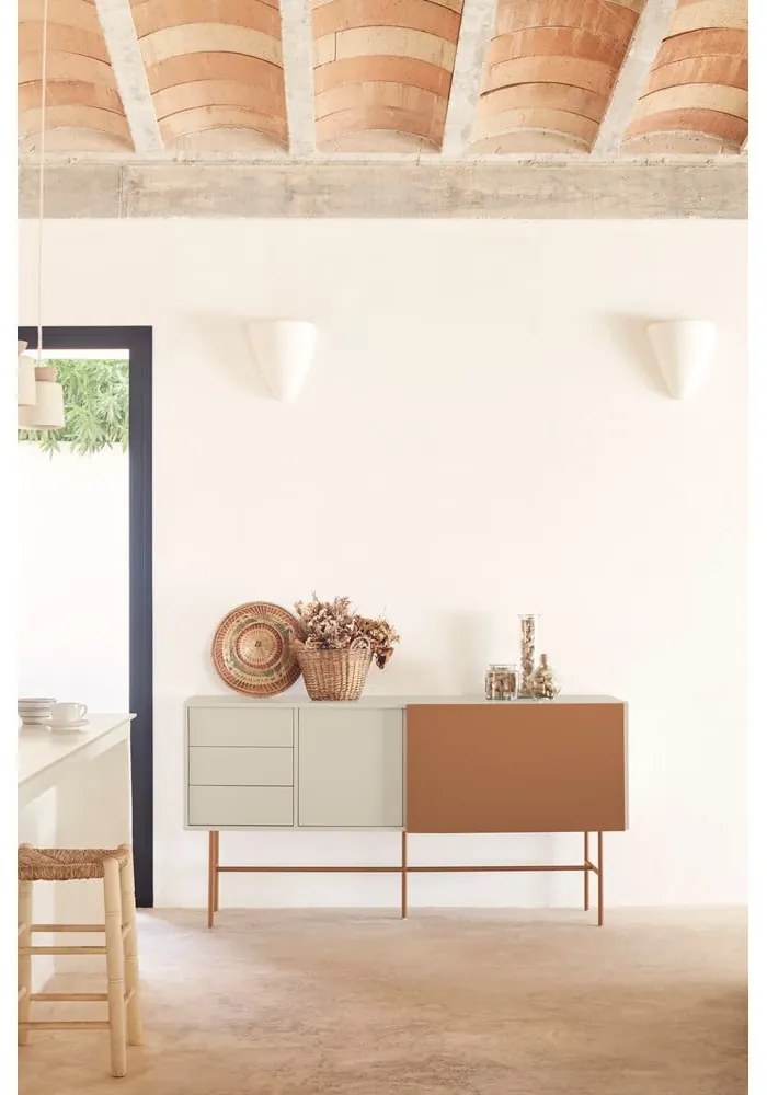 Нисък скрин с плъзгащи се врати в светлосиво-тухлено 180x91 cm Nube - Teulat