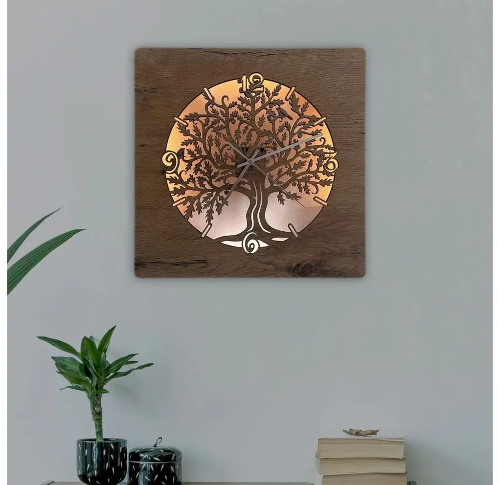 Li-Go 5652/DUB2 - димируем LED часовник LED/10W/5V 20000 mAh 42x42 cm дъб+ дистанционно управление