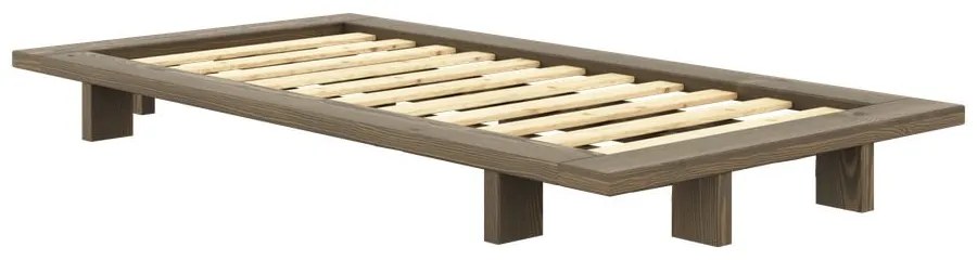 Кафяво единично легло от масивен бор с включена подматрачна рамка 90x200 cm Japan – Karup Design