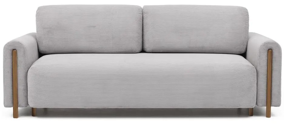 Светлосив сгъваем/с място за съхранение диван от рипсено кадифе 244 cm Arcadova – ELTAP