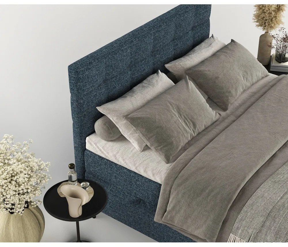 Тъмносиньо боксспринг легло с място за съхранение 180x200 cm Urbaneo – Maison de Rêve