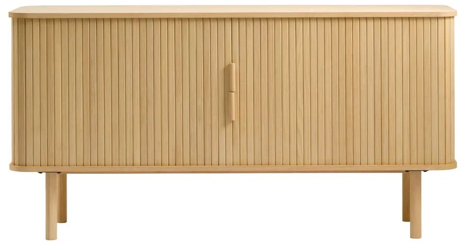 Нисък скрин с дъбов декор и плъзгащи се врати в естествен цвят 76x160 cm Cavo - Unique Furniture