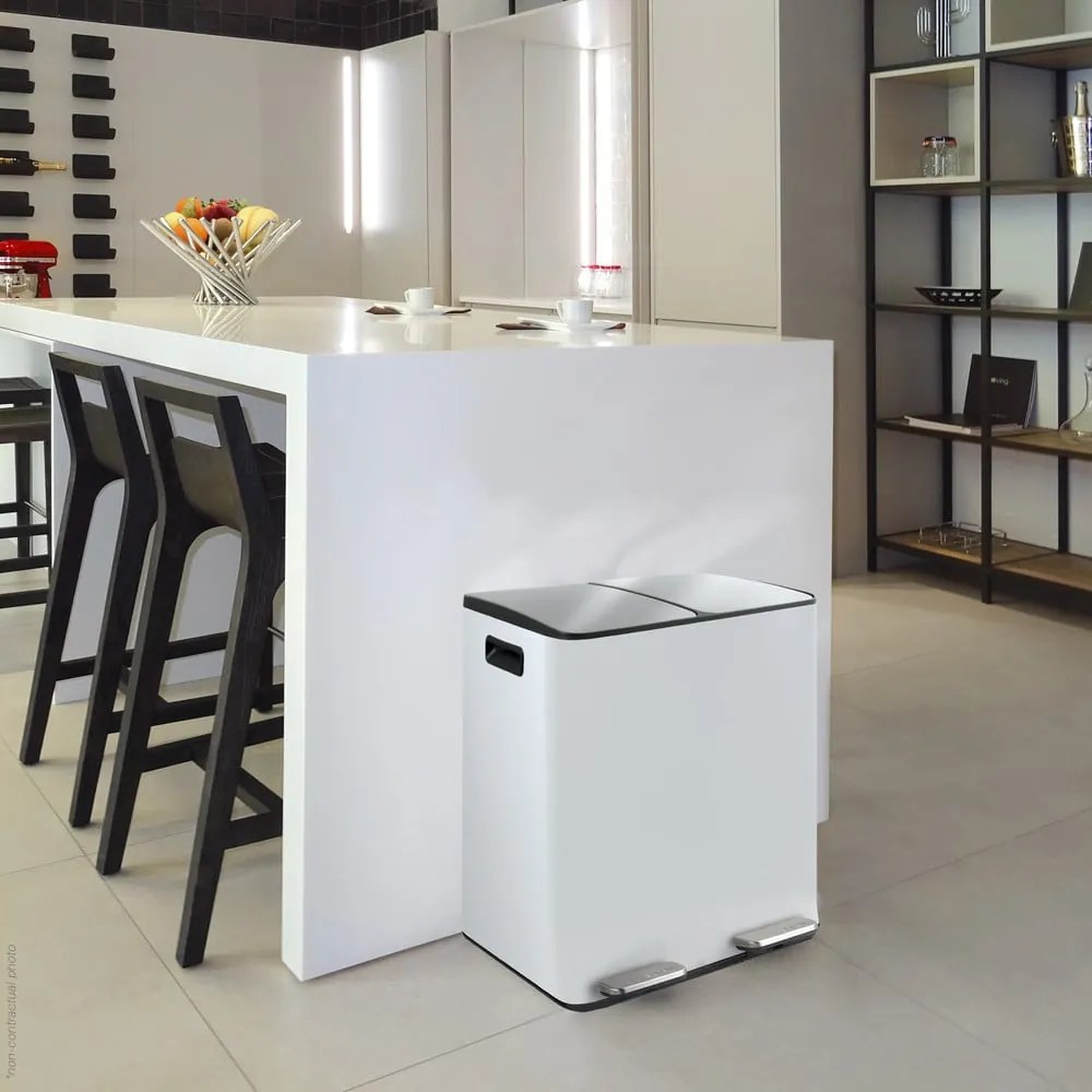 Стоманено кошче за боклук 2x20 l за рециклиране с педал в матово бял цвят Aliya – Spirella