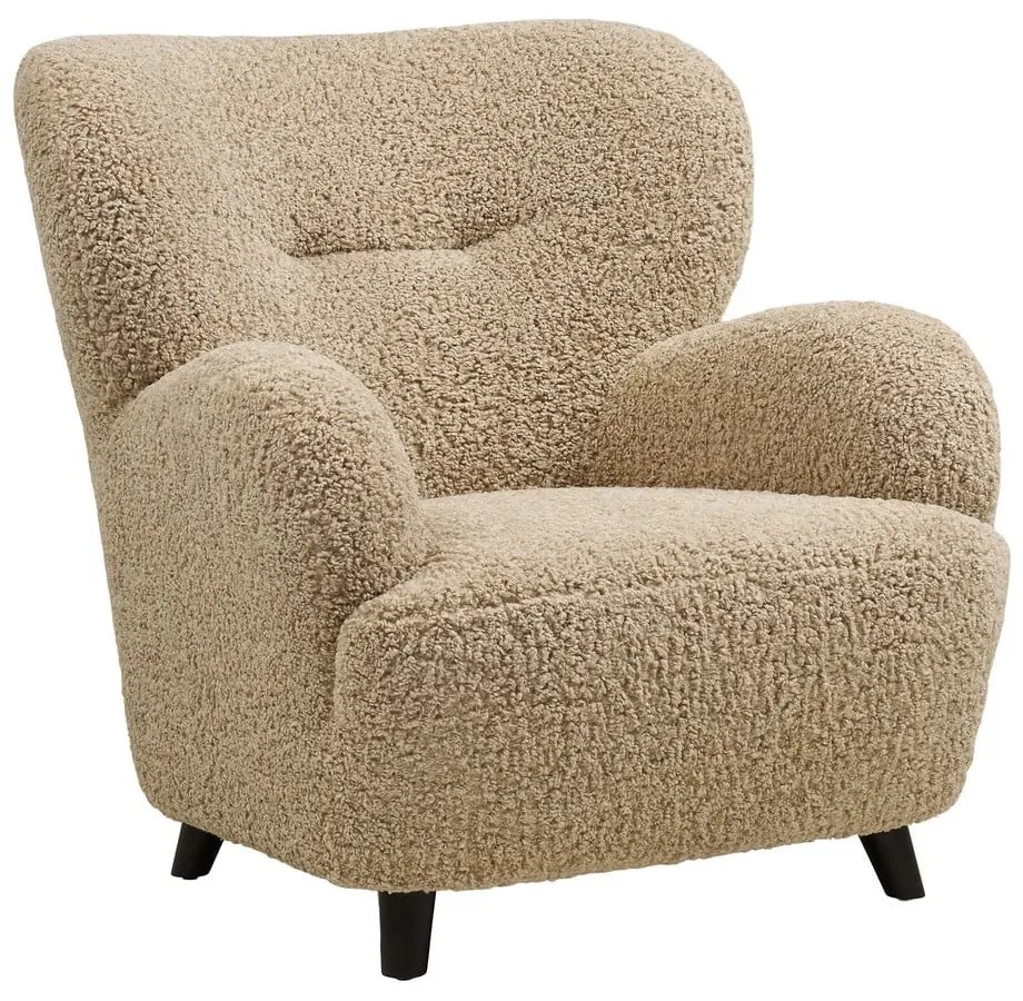 Светлокафяво кресло от прежда с примки от букле Lunaro – House Nordic