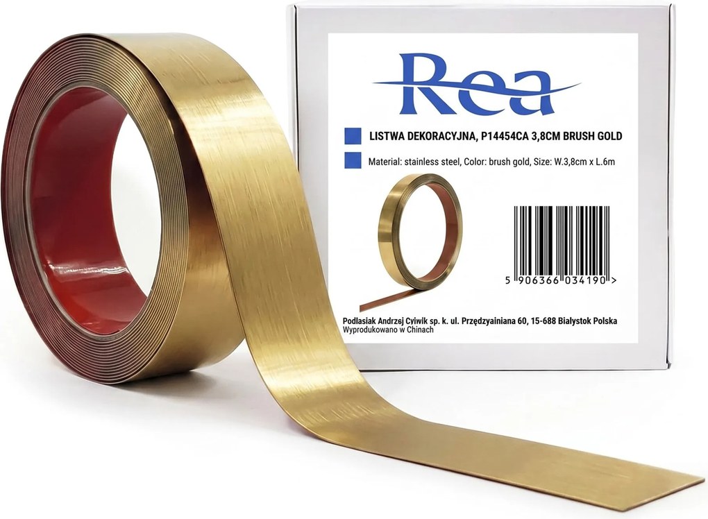 Самозалепваща декоративна лайсна Rea P14454CA 3,8cm Brush Gold