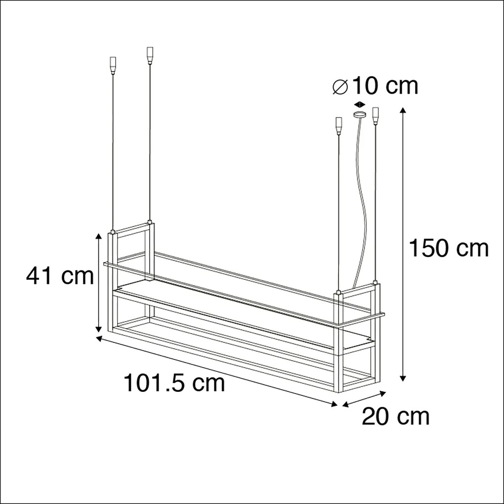 Интелигентна висяща лампа черна с поставка, включително 4 WiFi A60 - Cage Rack