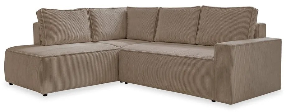 Бежов разтегателен ъглов диван от рипсено кадифе (ляв ъгъл) Brave Dave – Miuform