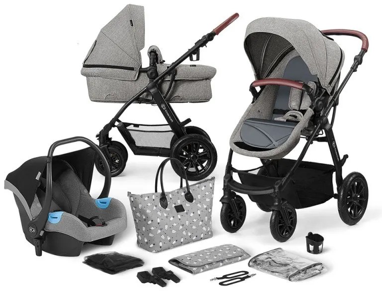 Комбинирана бебешка количка 3в1 Xmoov KINDERKRAFT - сива