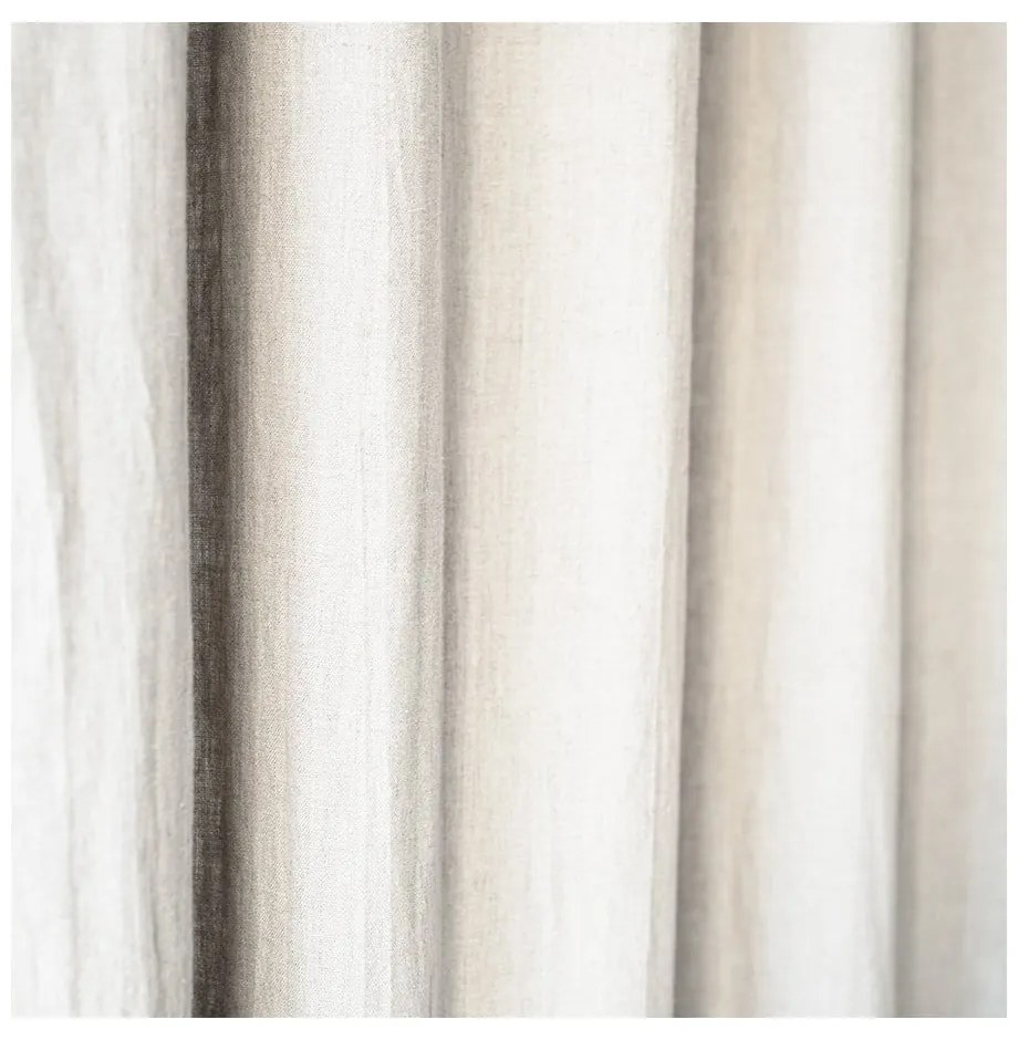 Кремавобяла ленена завеса с тунел Night Time, 250 x 140 cm - Linen Tales