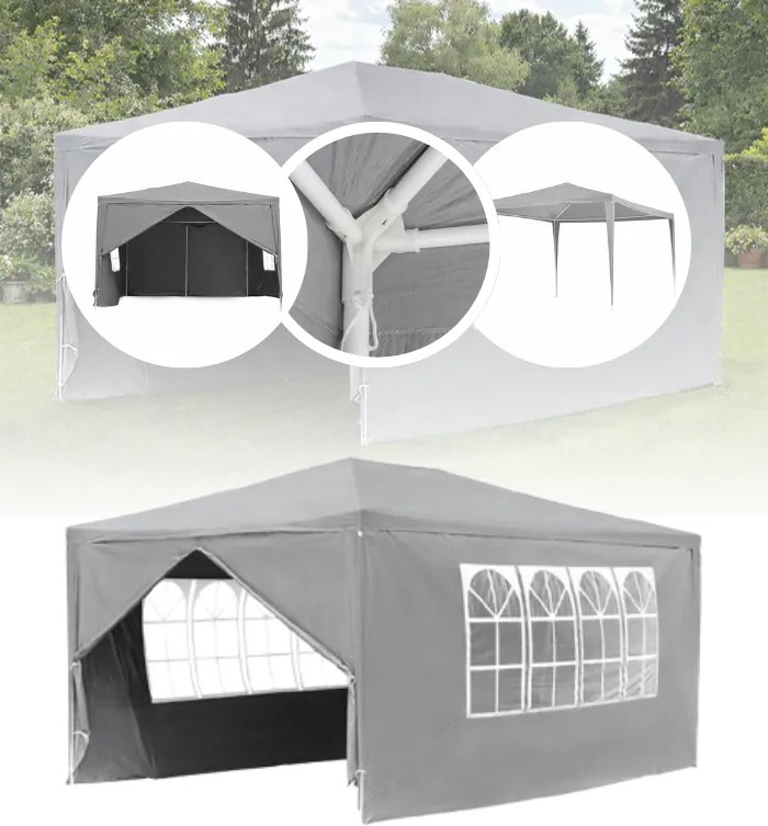 Градинска беседка, парти шатра 3 x 4 м със стени и прозорци Зелено