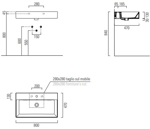мивка Gsi Kube X-80 x 47 x 13