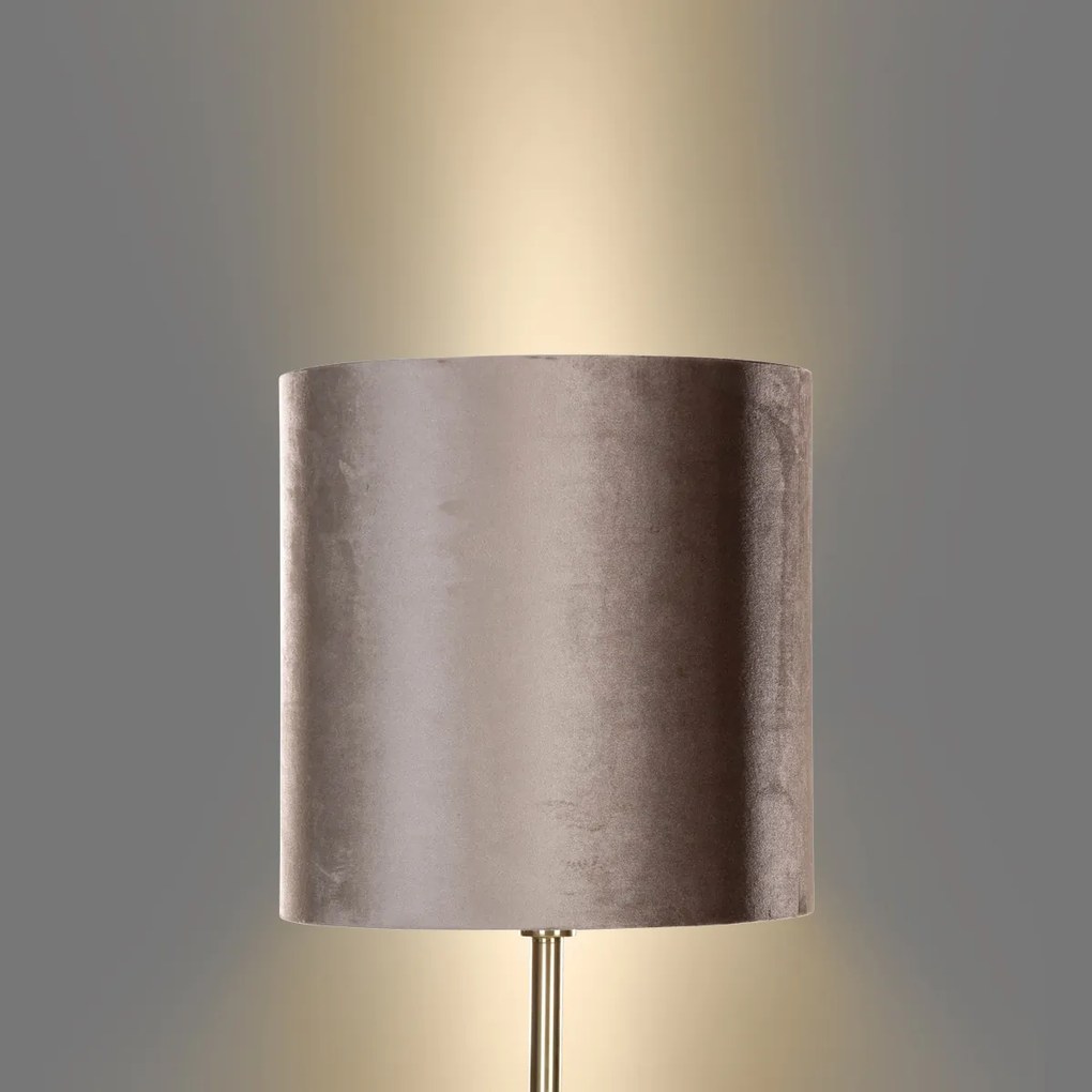 Подова лампа месинг с кадифен абажур тъмнобежов 50 см - Simplo