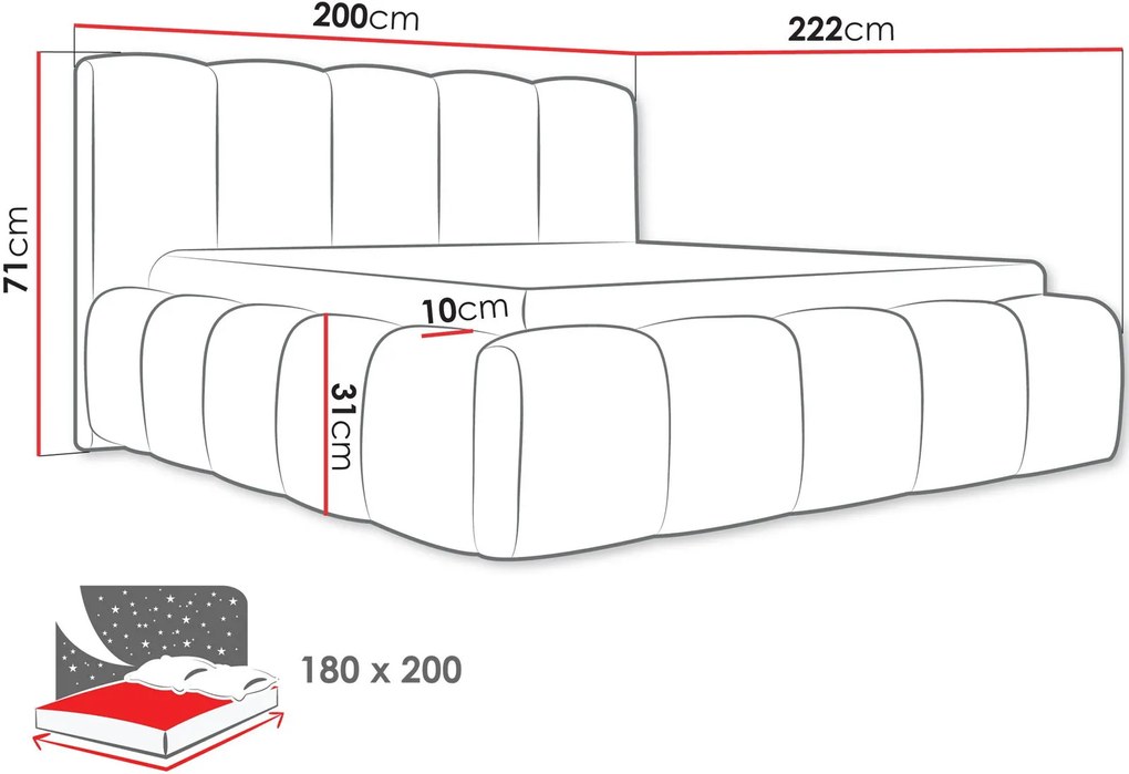 Тапицирано легло Kevson-Бял-180 x 200