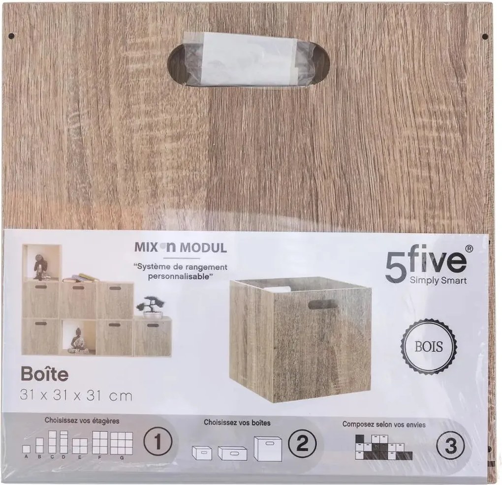 Кутия за съхранение 5five Mix & Modul, Дърво, 31x31 cm - Натурален