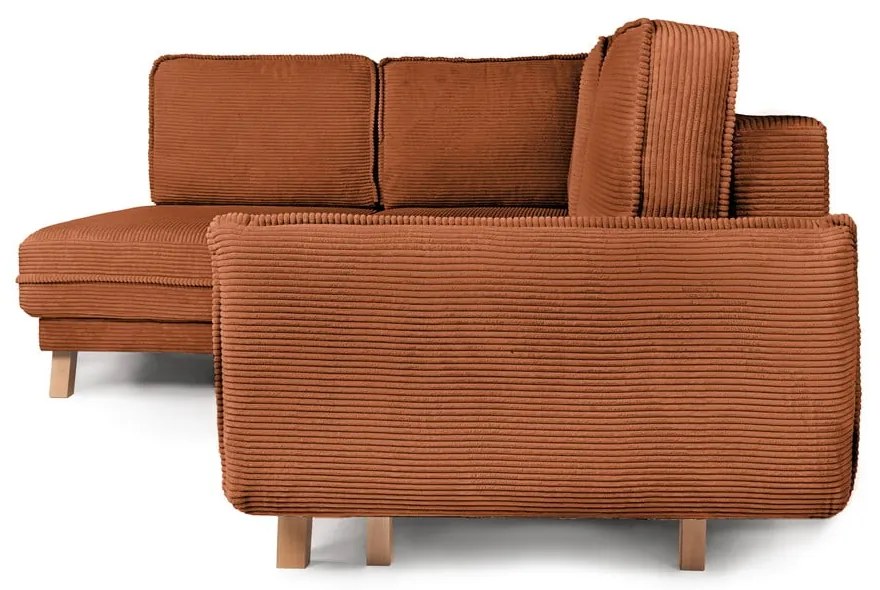 Оранжев сгъваем ъглов диван от рипсено кадифе (ляв ъгъл) Tori – Bonami Selection