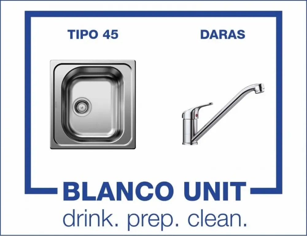 BLANCO TIPO 45 мат и смесител BLANCO DARAS хром Промо пакет мивка със смесител