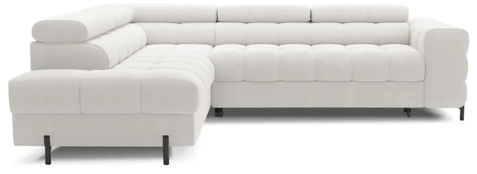 Кремав сгъваем/с място за съхранение ъглов диван от прежда с примки от букле (ляв ъгъл/L форма) Ferucce – ELTAP