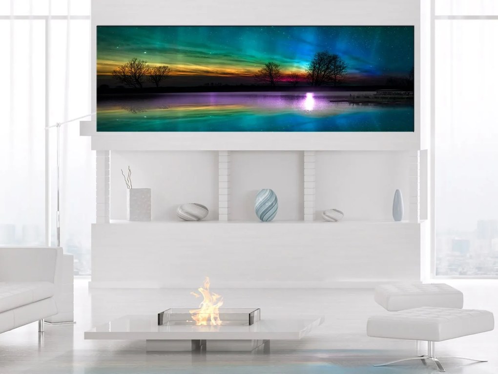 Печат върху платно - Rainbow Aurora (1 част) Тесен 120x40