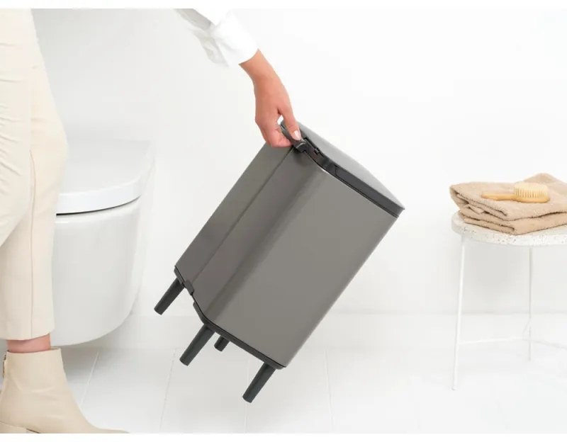 Кош за боклук Brabantia Bo Small Hi 1006648, 12 л, Плавно и безшумно отваряне, Противоплъзгаща основа, Сив