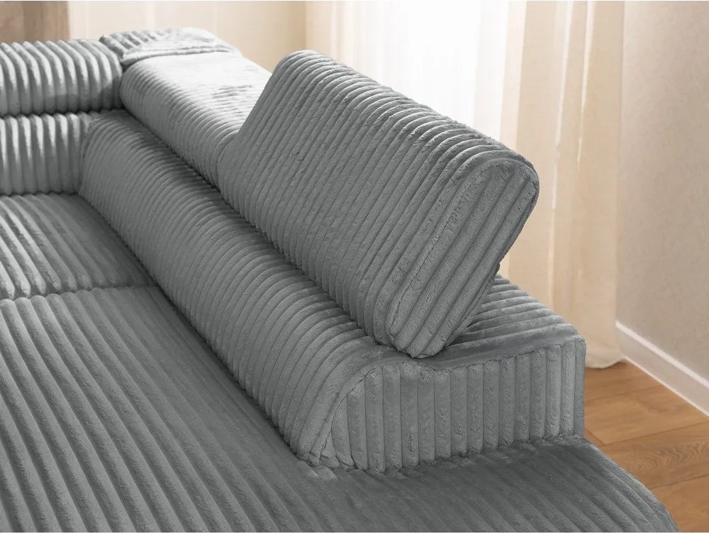 Сив ъглов диван от рипсено кадифе (десен ъгъл L форма) Marbeya – Ropez