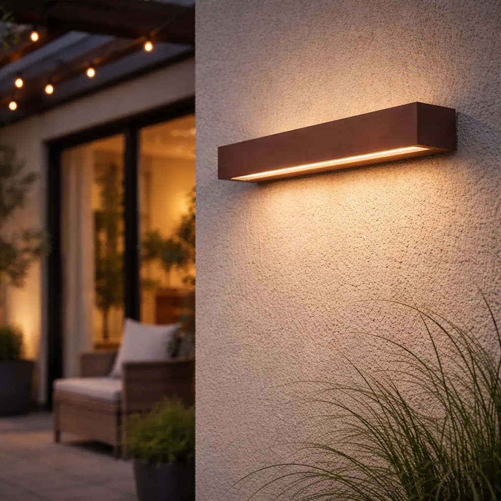 Индустриална външна стенна лампа ръждивокафява 55 см вкл. LED IP65 - Hannah