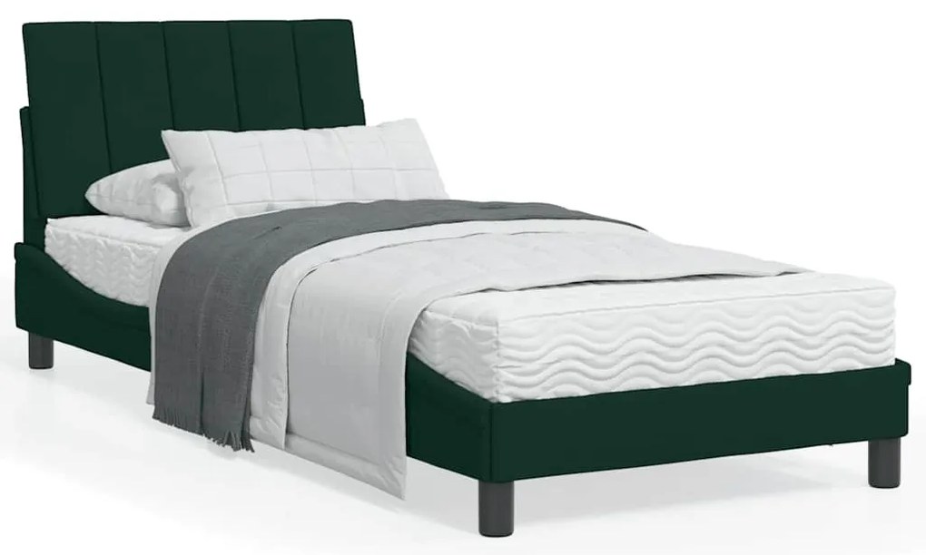 3208577 vidaXL Легло с матрак Hanko, тъмнозелено, 90x200 см, кадифе