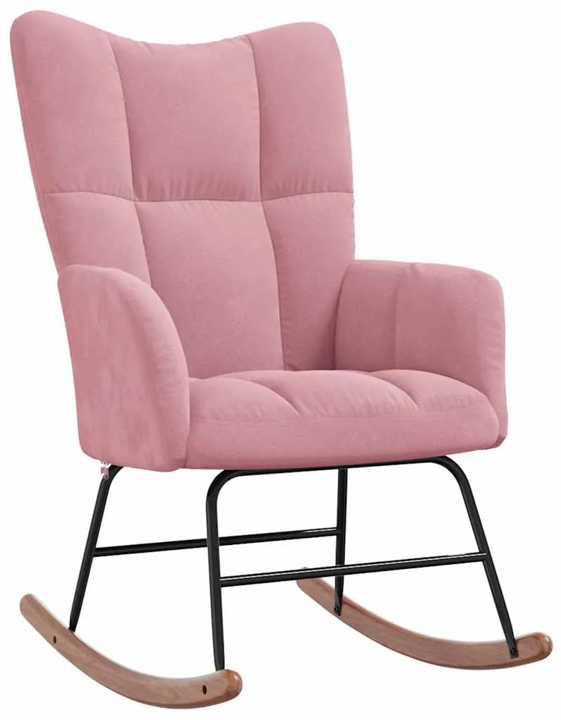 328143 vidaXL Люлеещ стол, розов, кадифе