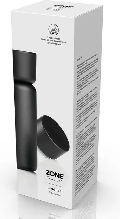 Черна термочаша от неръждаема стомана 400 ml Singles – Zone