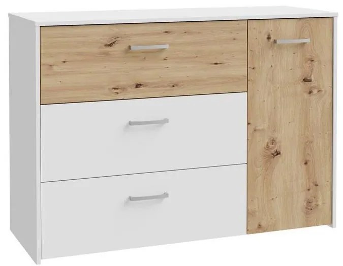 Комод с чекмеджета URO дъб artisan/ бял