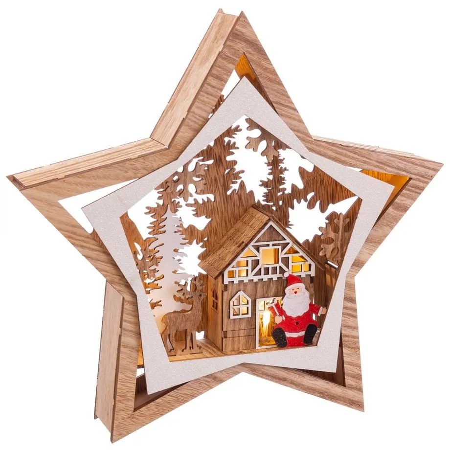 Кафява светлинна декорация с коледен мотив Noel - Casa Selección