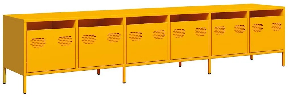 3307152 vidaXL ТВ шкаф горчица жълто 202x39x43,5 см студеновалцувана стомана