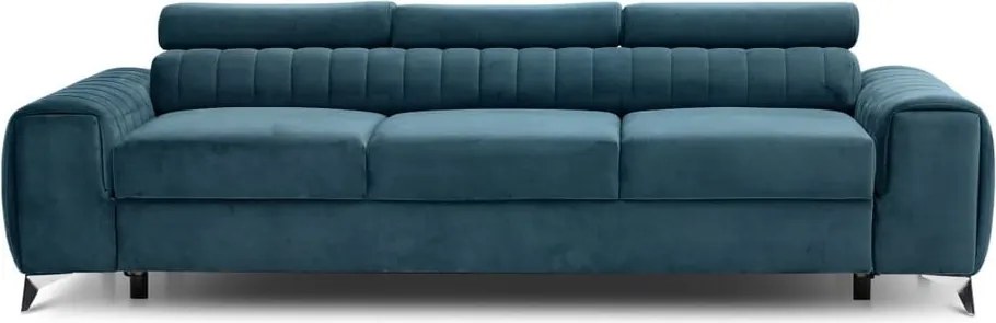 Син кадифен разтегателен диван 261 cm Laurence – ELTAP