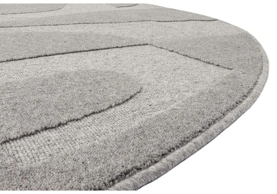Сив вълнен кръгъл килим ø 160 cm Morphic Botanica – Agnella