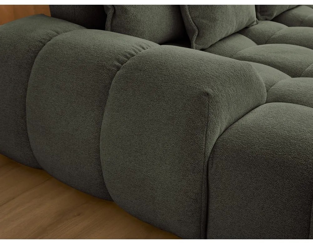 Зелен шенилов сгъваем/с място за съхранение ъглов диван (десен ъгъл/U форма) Everest – Bobochic Paris