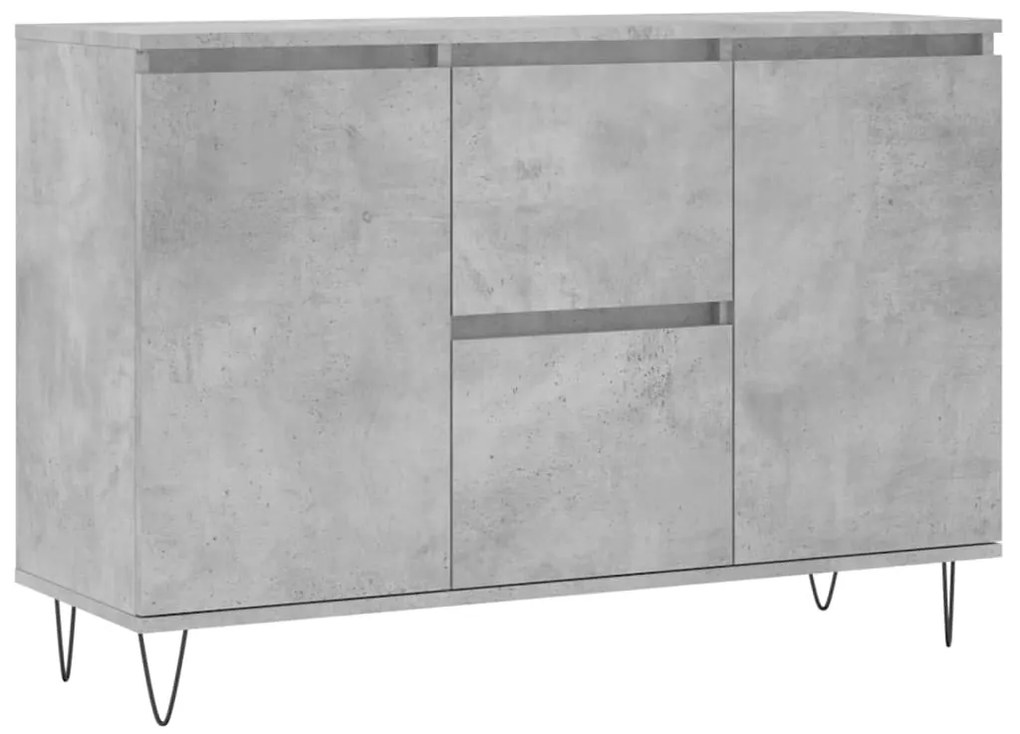 827208 vidaXL Сайдборд, бетонно сив, 104x35x70 см, инженерно дърво