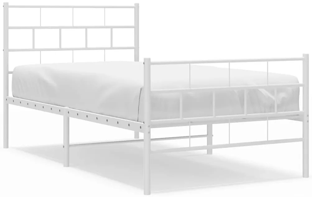 355720 vidaXL Метална рамка за легло с горна и долна табла, бяла, 100x190 см