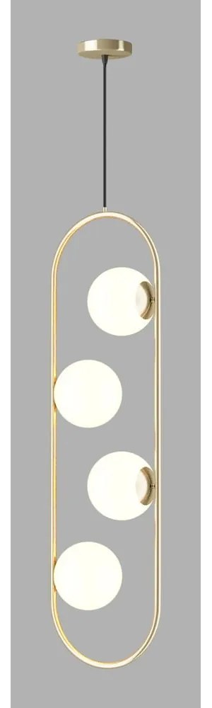 Висящо осветително тяло в златист цвят със стъклен абажур Club – Squid Lighting