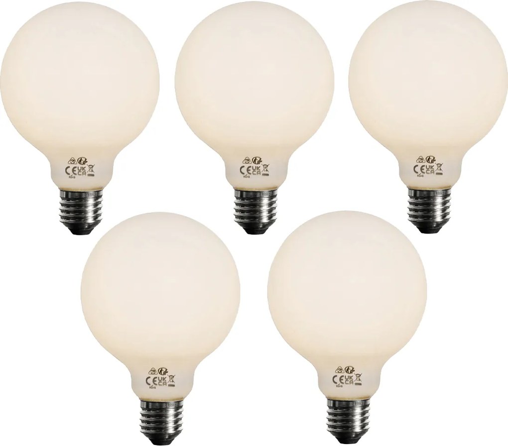Комплект от 5 E27 3-степенна димируема LED крушка Opal G95 4W 450lm 3000K
