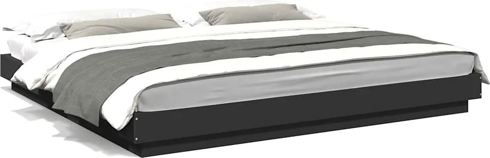 3281162 vidaXL Рамка за легло, черна, 200x200 см, инженерно дърво