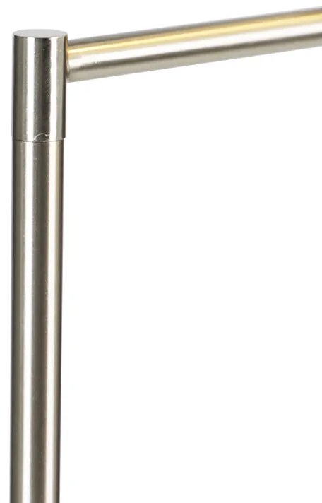 Класическа подова лампа стомана с бял регулируем абажур - Ladas