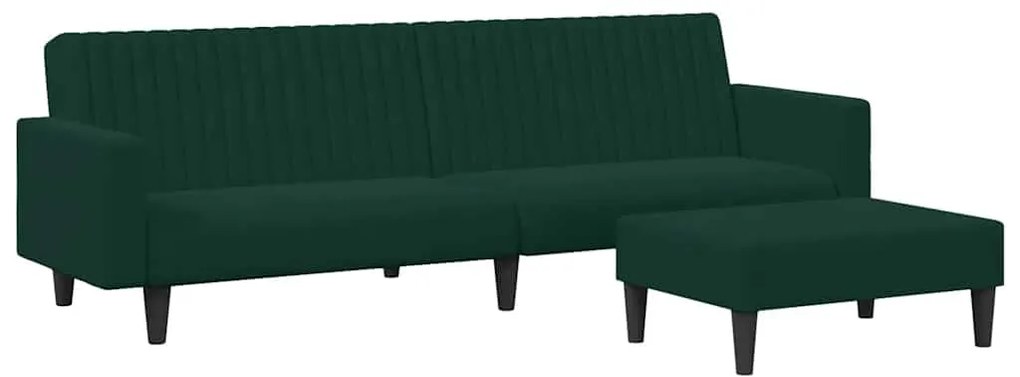 3216282 vidaXL Комплект дивани от 2 части, тъмнозелен, кадифе