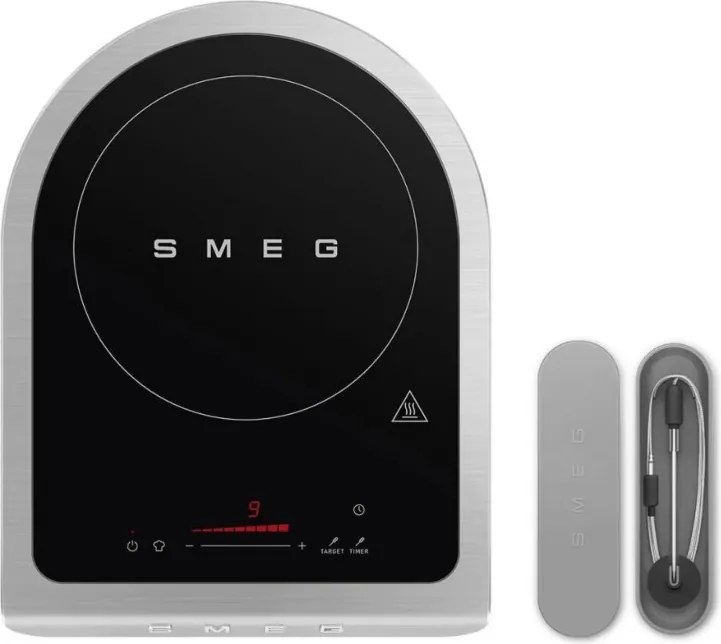 Преносим индукционен котлон Smeg PIC01EGMEU, 2100 W, Керамично стъкло, Таймер, LED дисплей, Изумрудено зелено