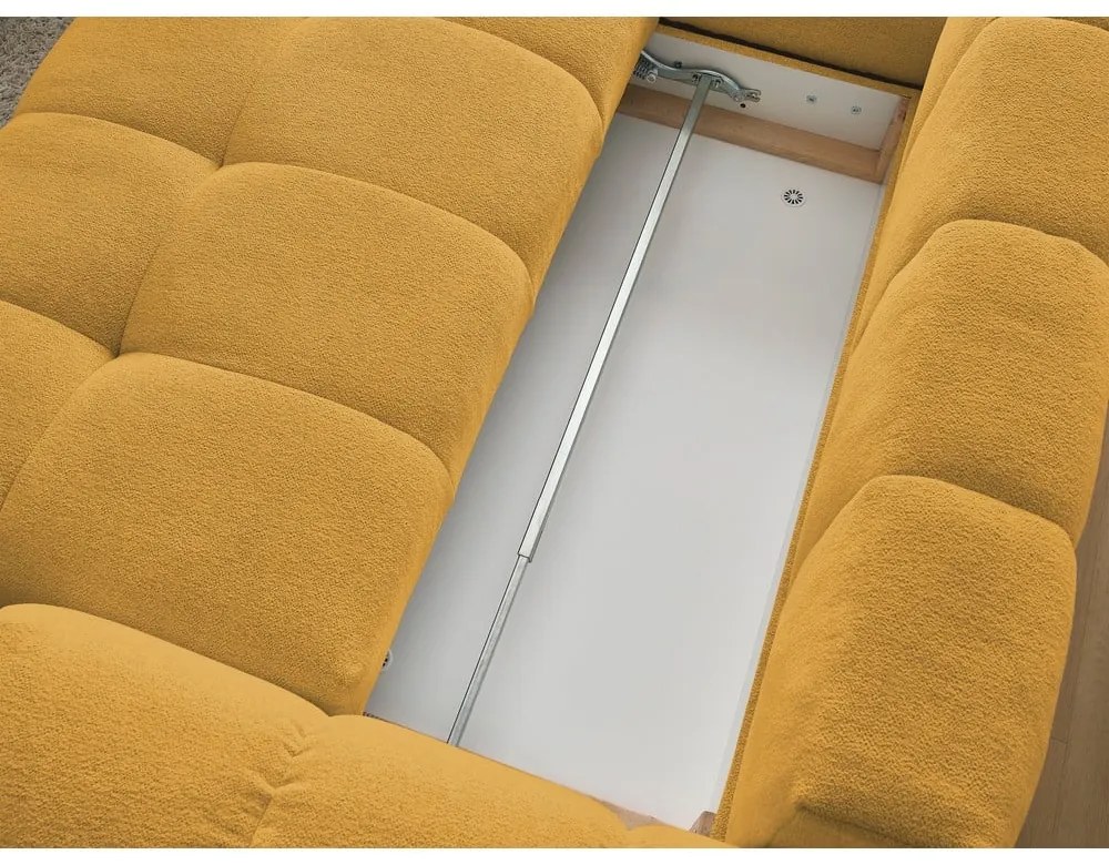 Шенилов сгъваем/с място за съхранение ъглов диван в цвят горчица (ляв ъгъл/L форма) Everest – Bobochic Paris