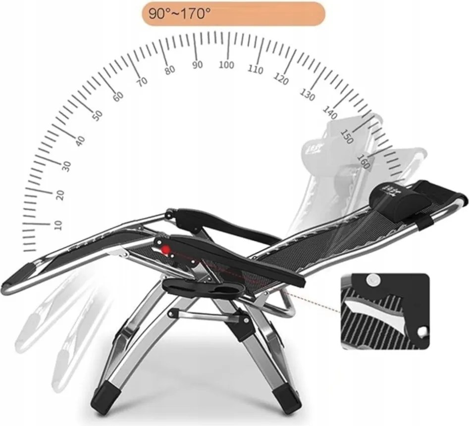 Сгъваем градински шезлонг с възглавница TDC01-BK Черен