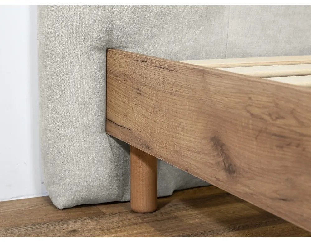 Светлосиво двойно тапицирано легло с включена подматрачна рамка 160x200 cm Kumo – Bobochic Paris