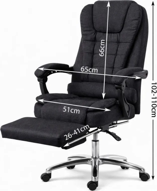 Офис стол BOSS с подложка за крака - черна тъкан