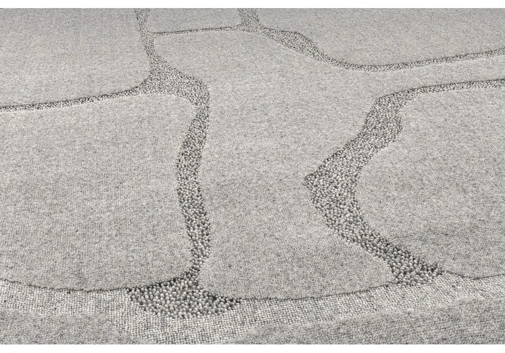 Сив вълнен кръгъл килим ø 160 cm Morphic Organica – Agnella