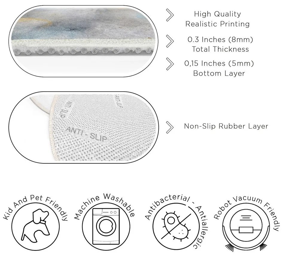 Синьо-сив кръгъл килим подходящ за пране ø 150 cm Golden Lilly – Mila Home