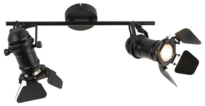 Интелигентен прожектор черен вкл. WiFi GU10 2-лампи с клапи - Movie